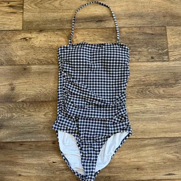 J. Crew Other - J. Crew Ruched Bandeau One Piece Gingham Swimsuit